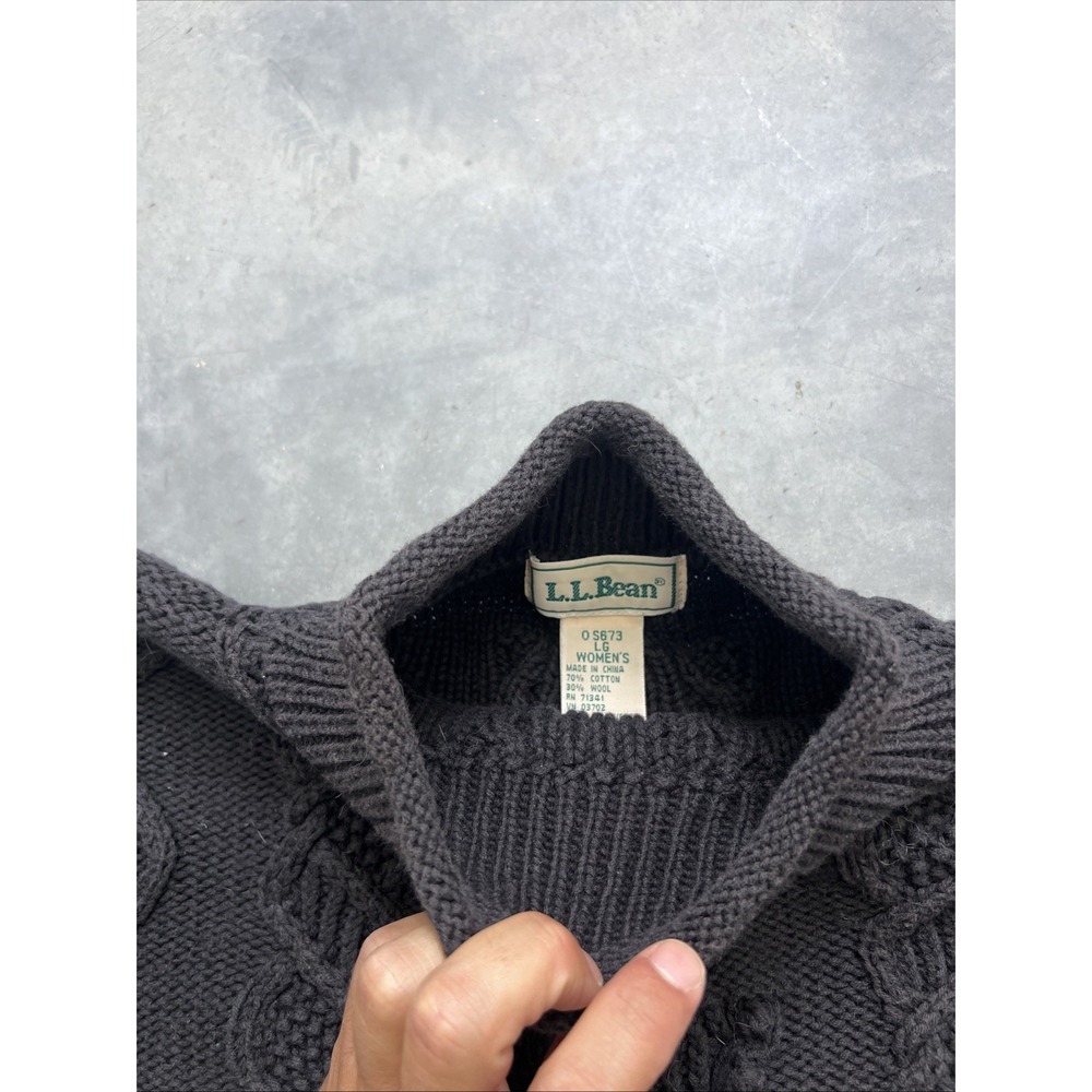 Vintage Twist Thick Knit Black  L.L.BEAN Black Knit Sweater Women  large sku328 - Picture 4 of 7